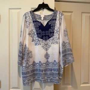Chico’s Navy & white patterned tunic